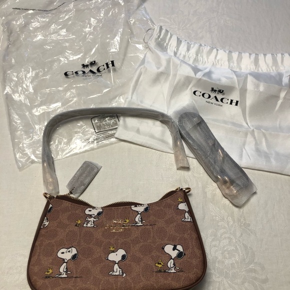 Coach Handbags - Coach Brown Snoopy & Woodstock Printed Teri mini Crossbody